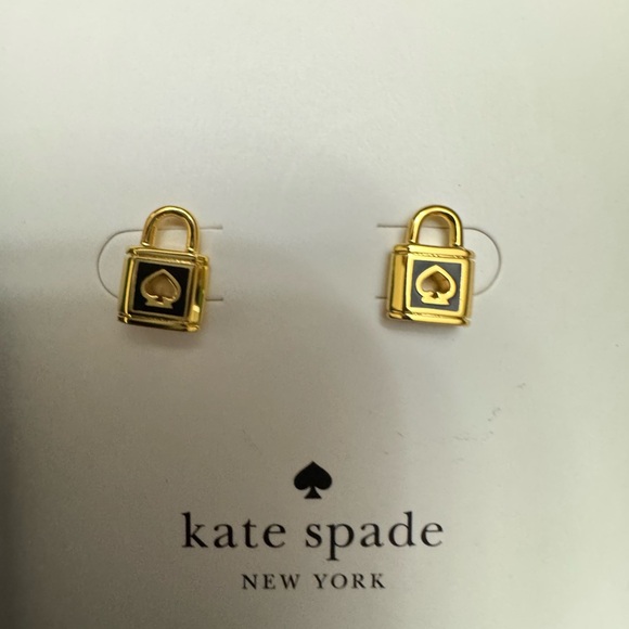 Kate Spade Gold Lock and Spade Earrings - Picture 2 of 4